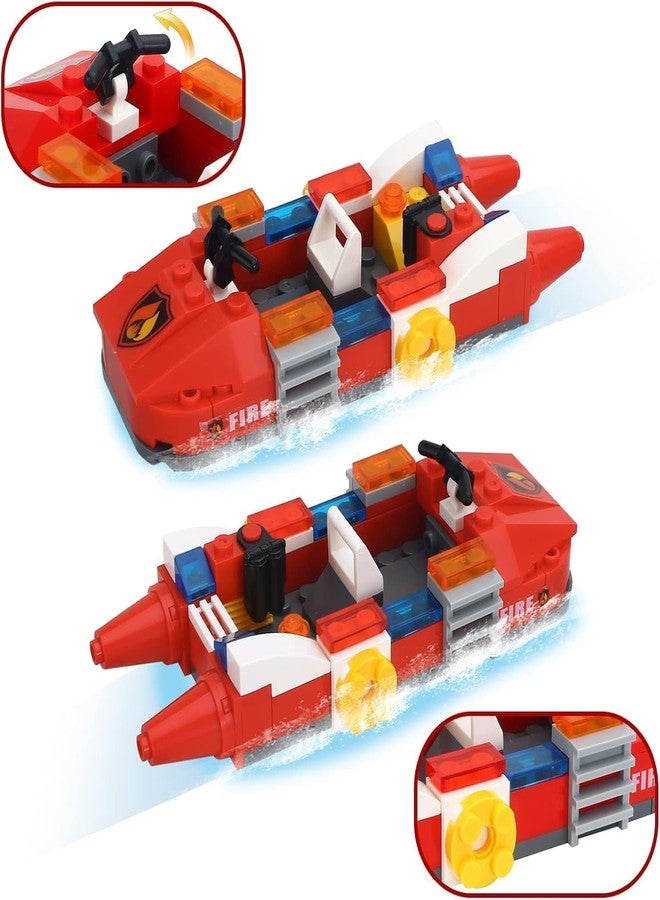 Brighterbee City Fire Engine Construction Toy with Fire Rescue Boat, Fire Brigade Toy with 3 Firefighters, Educational Toy, Creative Gift for Boys and Girls from 6 Years, 354 Pieces - Image 3